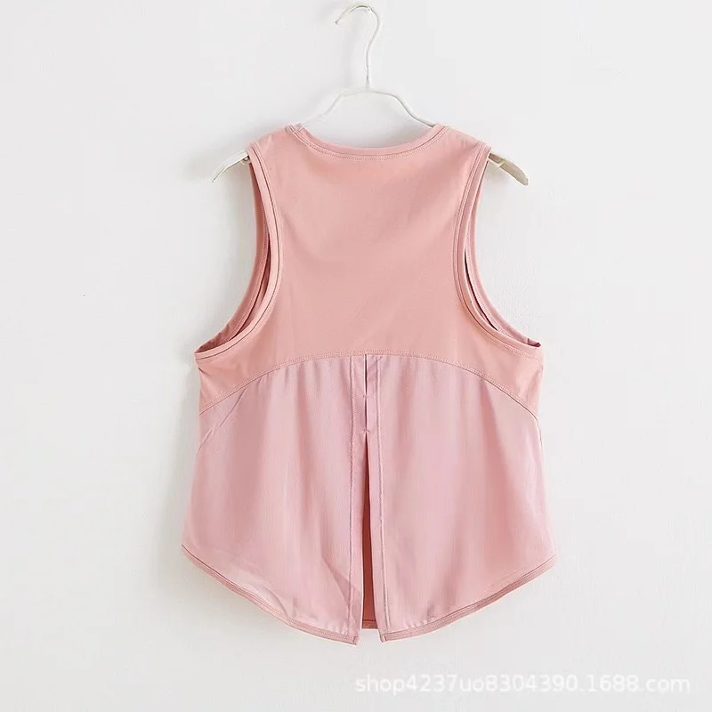 Lulu wear Open Back Sleeveless T Shirts Women Solid Mesh Loose Sports Yoga Top Fitness Breathable Quick Drying Workout Gym Vest