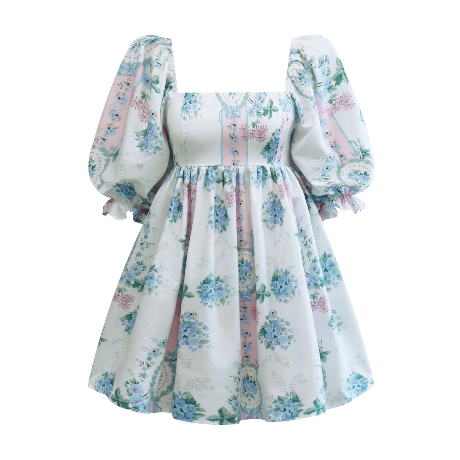 

Женское платье с цифровым принтом, пышное платье принцессы с квадратным вырезом, короткими рукавами-фонариками и открытой спиной, юбка с пр...