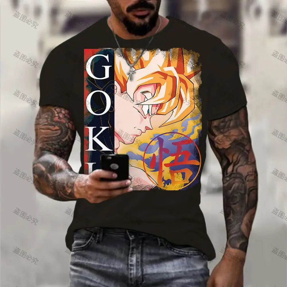 

Dragon Ball Z Vegeta Goku Men's T-Shirt Short Sleeved Y2K Majin Buu Saiyan New O-collar Harajuku Summer Trend Streetwear Cool