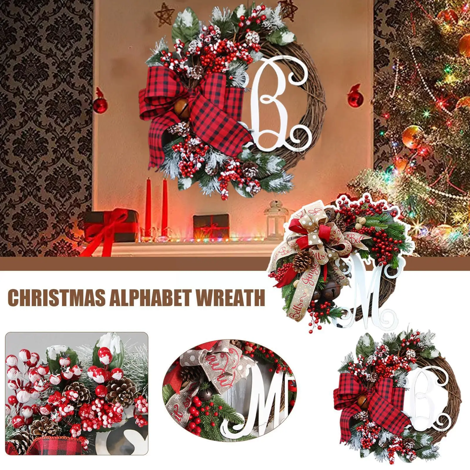 

Christmas Home Decoration Garland DIY Christmas Hanging Door Simulation Rattan Hanging Decor Garland Circle Fruit Red Ornam P3I7