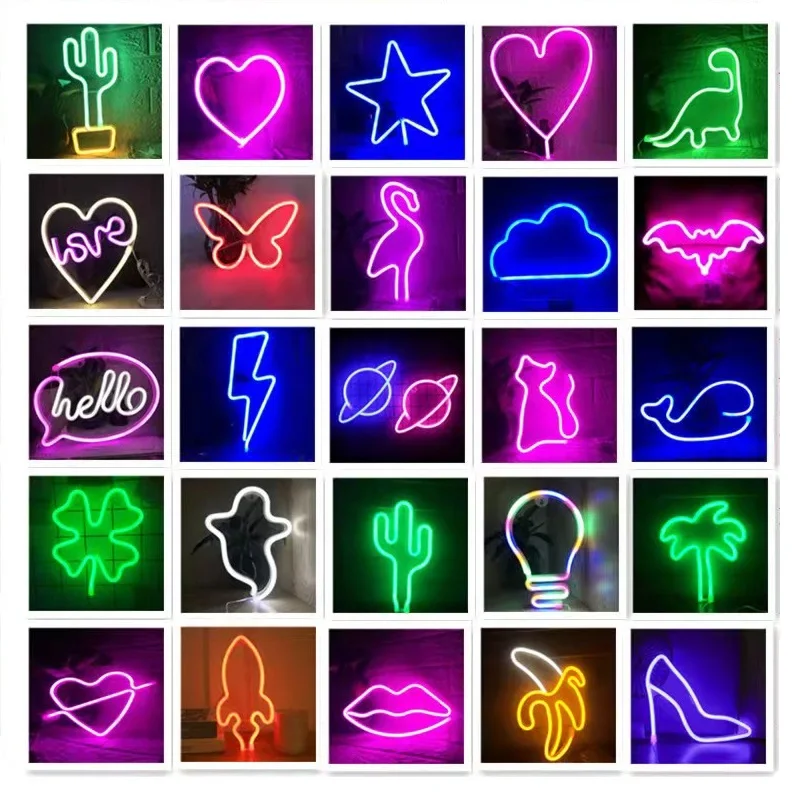 

Wholesale LED Neon Night Light Sign Wall Art Sign Night Lamp Xmas Birthday Gift Wedding Party Wall Hanging Neon Lamp Home Decor