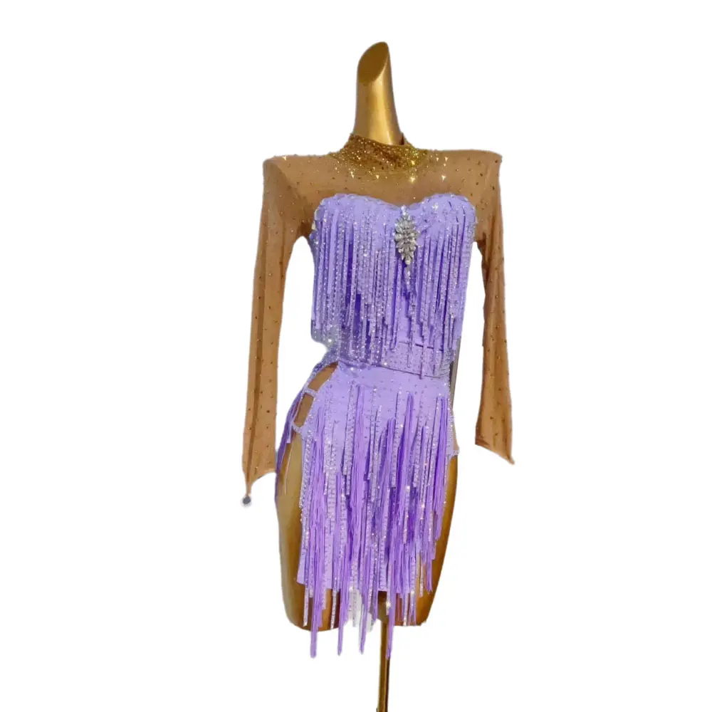 Костюм для латинских танцев женское высококачественное двухцветное сетчатое