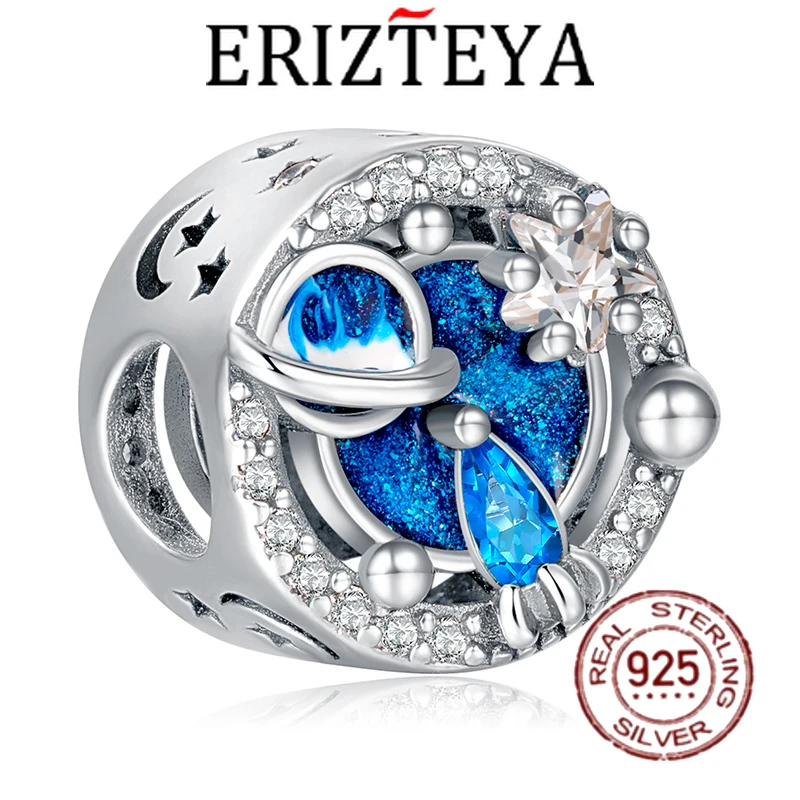 

Erizteya Стерлинговое Серебро синие Бусины Звезда Луна полые Ювелирные изделия подходят для оригинального браслета Pandora