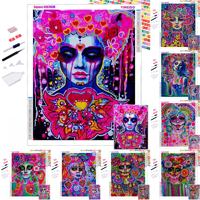 

YIMEIDO 5D Diamond Painting girls Skull Art Picture zipper bag cross stitch Embroidery Diamond Mosaic Rhinestone Home Decor
