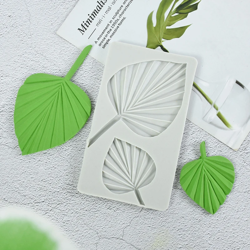 

3D Fan Leaf Silicone Sugarcraft Mold DIY Fondant Cake Decorating Tools Clay Cookie Making Chocolate Mould Tree Leaf Modeling 1pc
