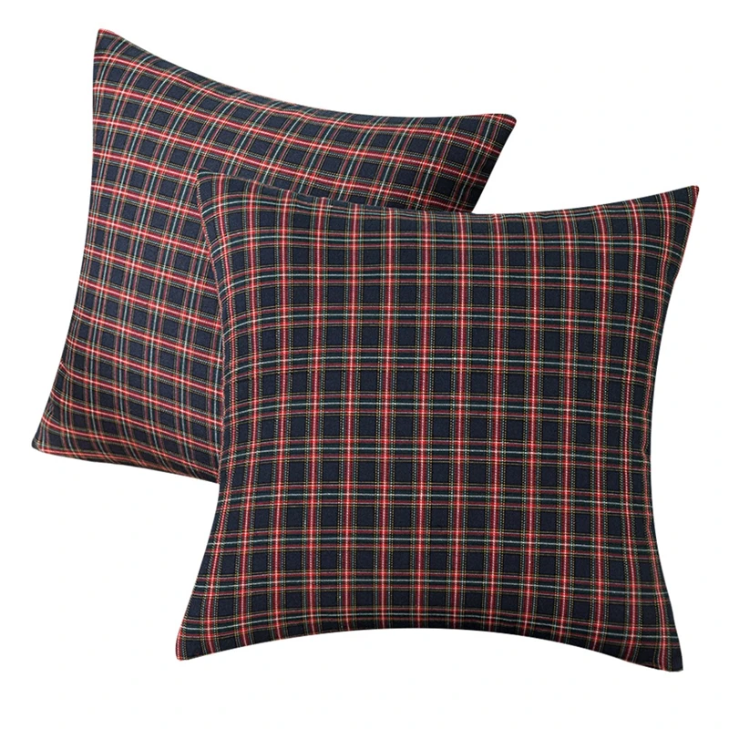 Inyahome Christmas Throw Pillow Covers Buffalo Check Plaid Gingham Pillowcase Set Classic Cotton Cushion Case for Couch Car Sofa