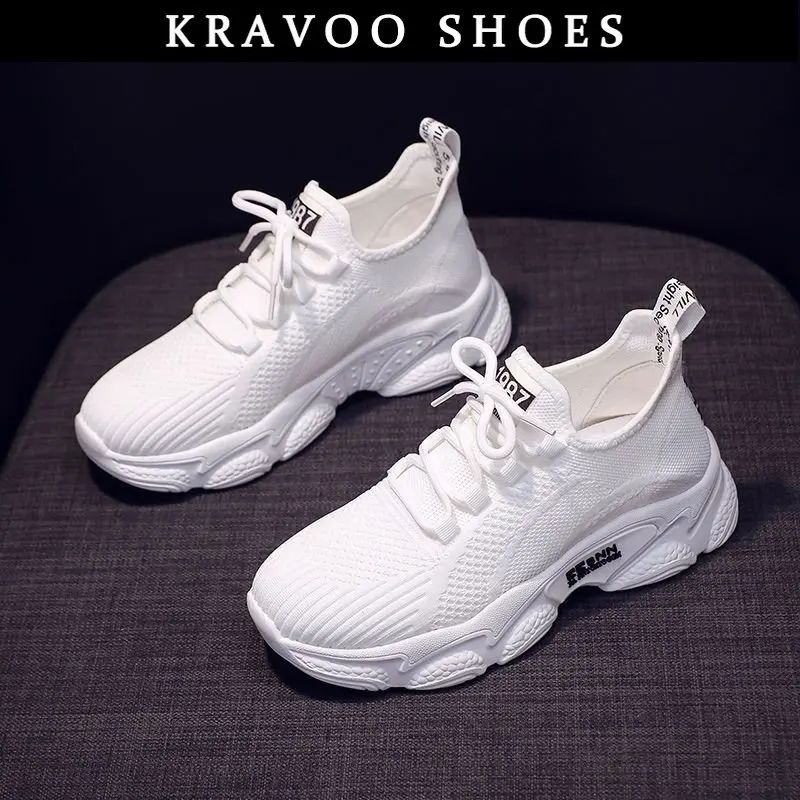 

KRAVOO Shoes Women Comfortable Soft Sole Casual Sneaker Breathable Mesh Female Sport Sneaker Solid Color Shoes 2023 New Summer