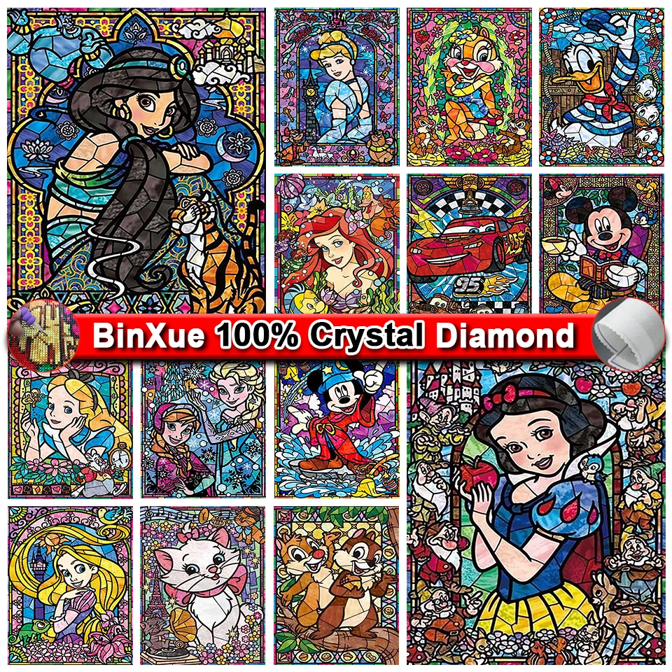 

Алмазная живопись Disney, принцесса со стразами, мультяшное стекло, искусство, искусство, вышивка крестиком, Мультфильм Алиса, Русалка, домашний декор, подарок для ребенка