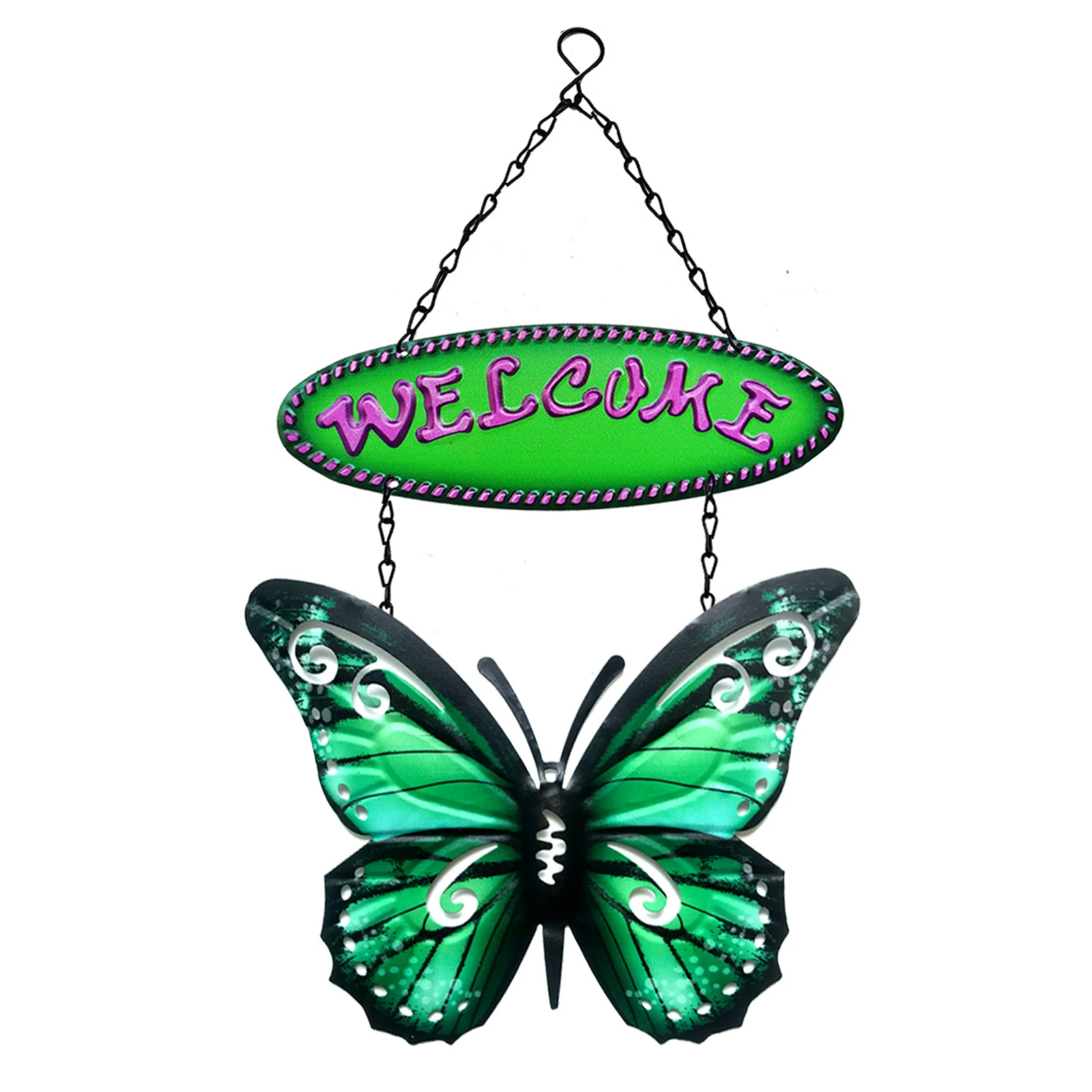 

3D Metal Butterfly Wall Decor Indoor & Outdoor Hangings Decoration With Welcome Sign Vintage Butterfly Easter Painted Ornaments