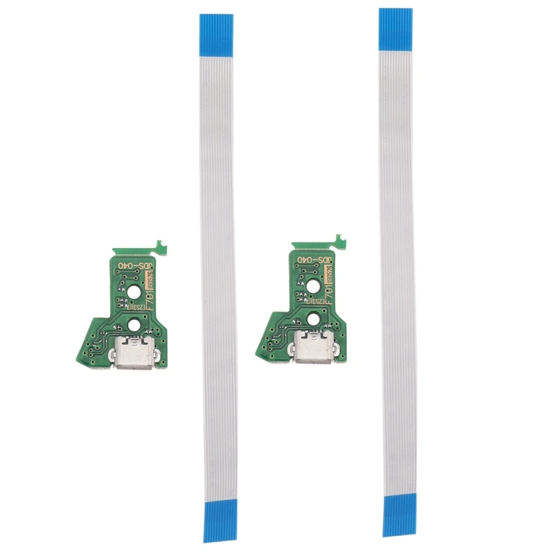 

2X For PS4 Controller Micro-USB Charging Socket Circuit Board JDS-040 12-Pin Cable Port