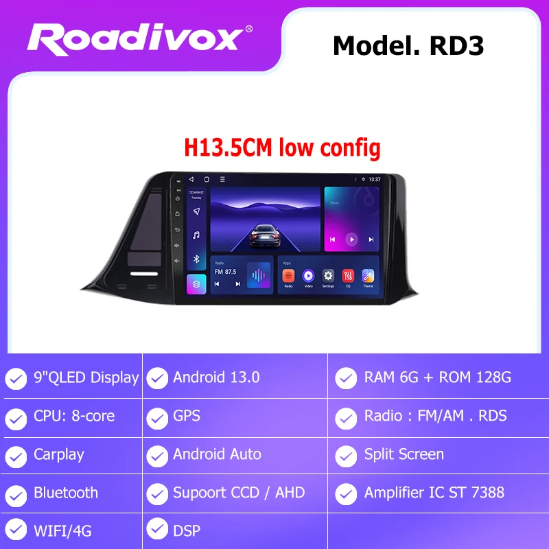 

Автомобильная магнитола roadivox Android для Toyota C-HR CHR RHD 2016 2020 Стерео GPS навигация видео мультимедийный плеер магнитофон