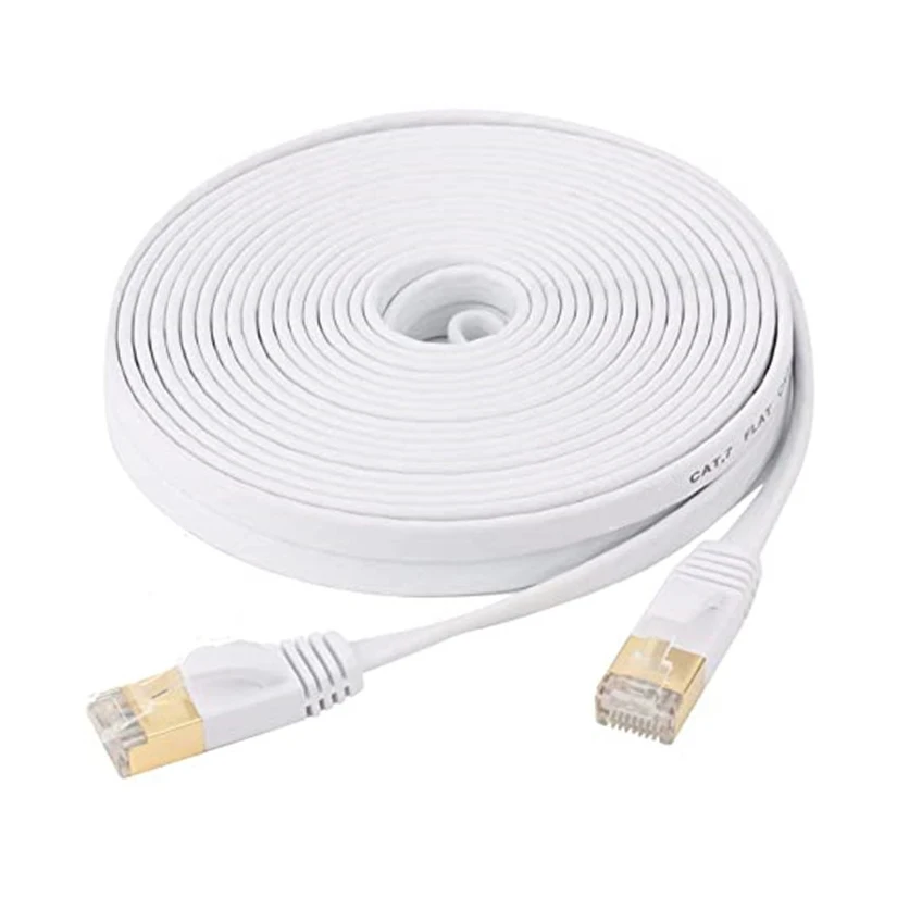 Cable Ethernet plano Cat 7 blanco y negro, 20m, 10gbps, 10m, Cat7,...