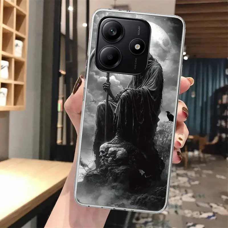 Фото Мягкий чехол для телефона Death Grim Reaper Skull Scythe для Xiaomi Redmi Note 14 14S 13 12S 12 11S 11 11E Pro Plus 11T 10S 10 9S 5G Patte №3