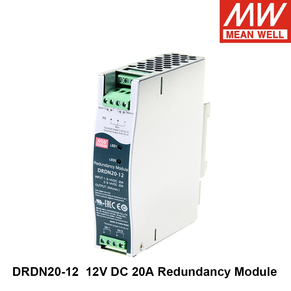 

Original Mean Well DRDN20-12 Meanwell 12V DC 20A DIN Rail Type Redundancy Module