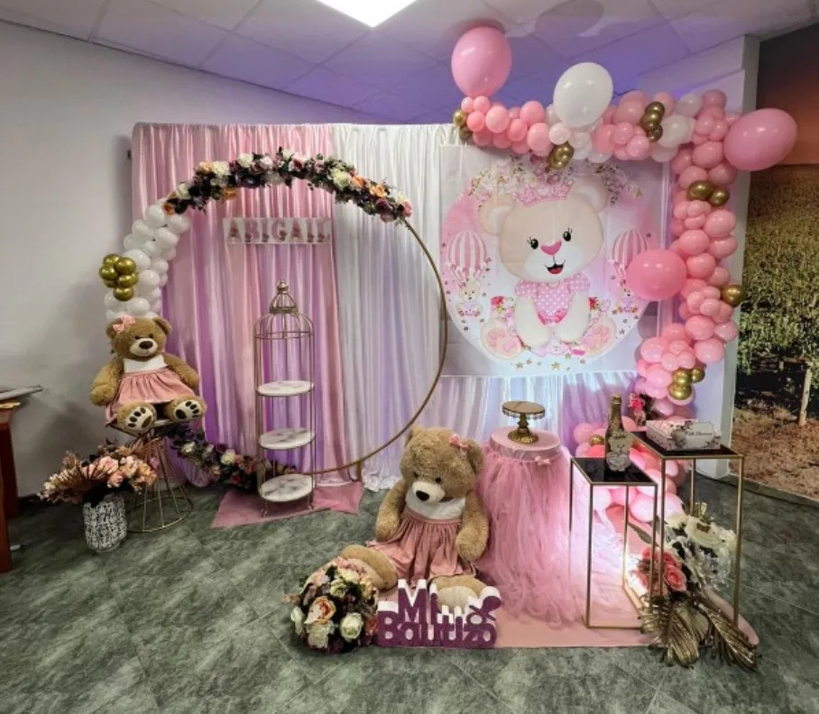 Фон для фотосъемки с изображением воздушного шара медведя вечеринки в честь Дня