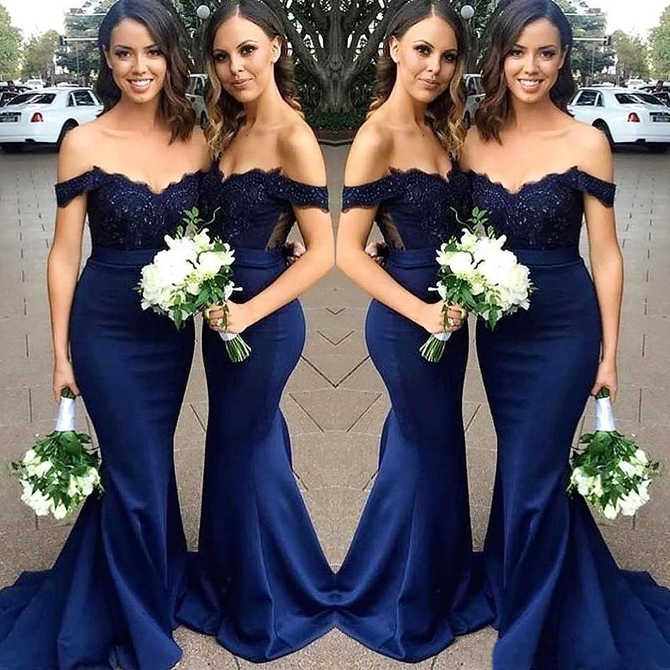 

Off Shoulder Long Bridesmaid Dresses Trumpet Style Sleeveless 2022 Summer Wedding Party Gowns Lady Women Prom Evening Dress