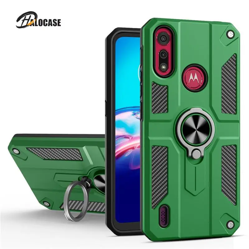 

Противоударный чехол с магнитным кольцом для Motorola Moto E6S E6 Plus