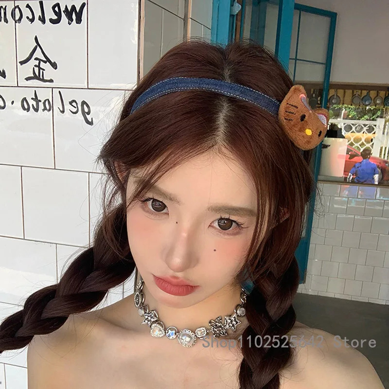 

Sanrio HelloKitty Denim Hairband Girls' Hawaiian Collection Summer Hairbard Cartoon Cute Sweetheart Headwear Friend Gift