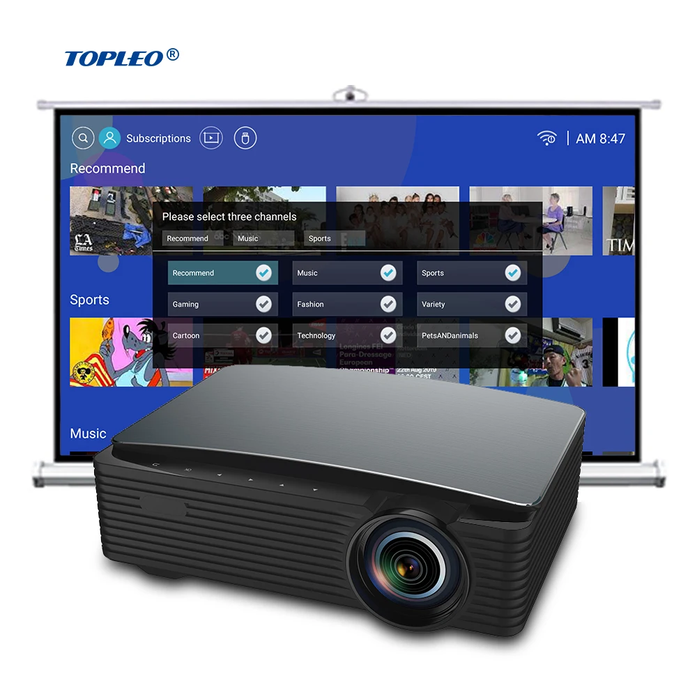 

Topleo High Lumen LCD Business Family Light Latest 4k Projector smart Mirroring Home Theater 3d lcd projector
