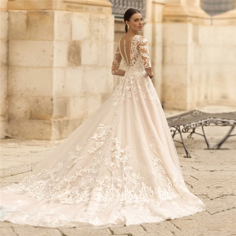 Элегантные свадебные платья трапециевидной формы с короткими рукавами и