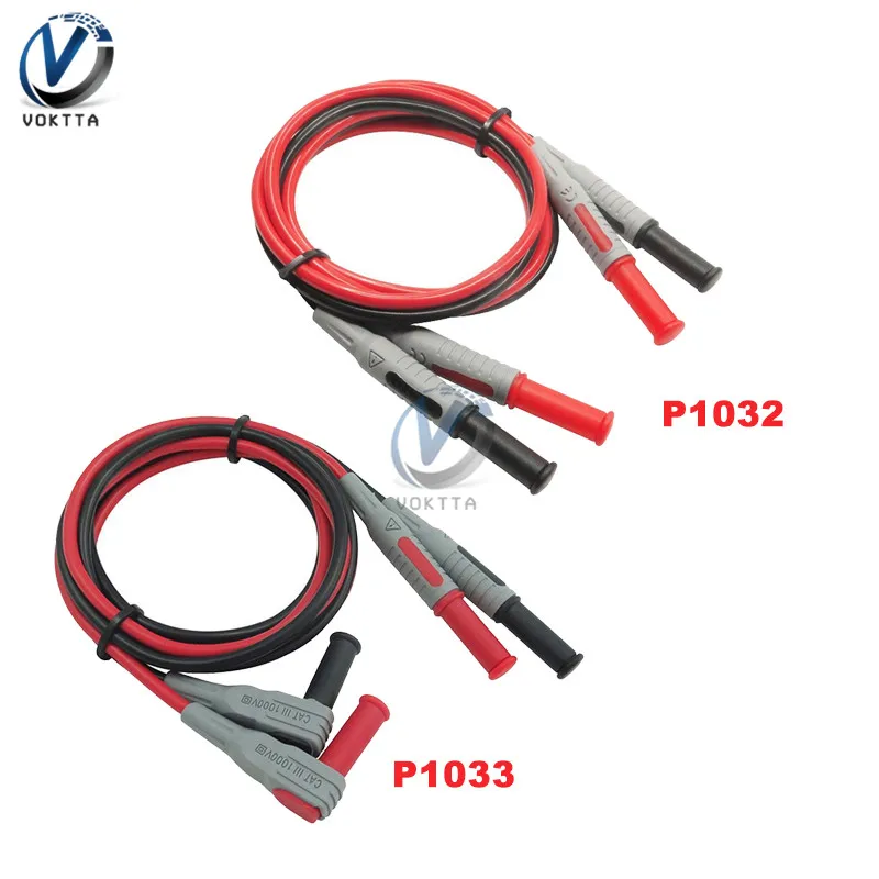 P1032/P1033 4mm 1000 V 15A Banana Plug línea de prueba de inyección moldeado recto/ángulo recto a recto cable de silicona multímetro