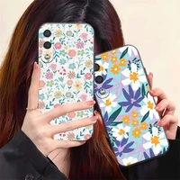 cartoon flower phone case for samsung galaxy s20 s20fe s20 ulitra s21 s21fe s21 plus s21 ultra silicone cover coque black