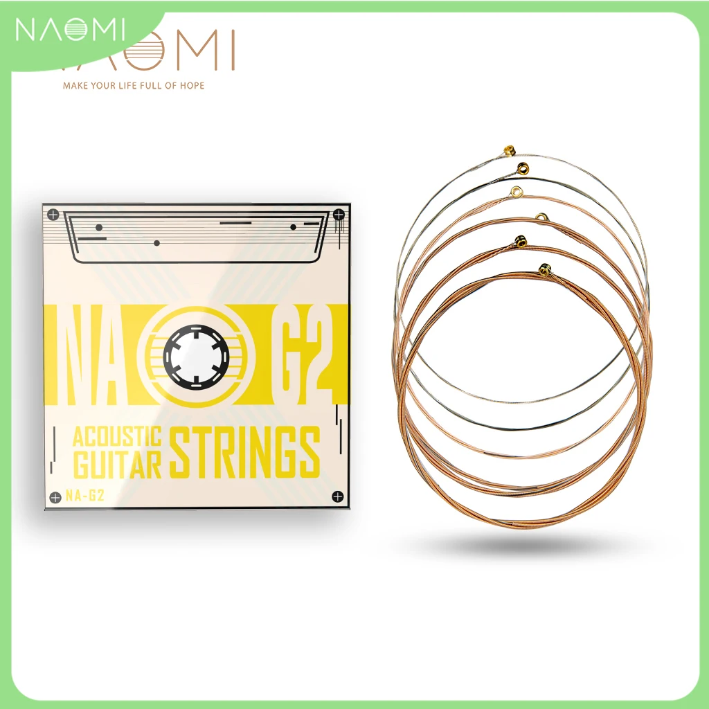 

NAOMI 6pcs/1pack Professional Acoustic Guitar Strings Hexagonal Core Phosphor Copper Wire .011-.052 Inch Medium NA-G2