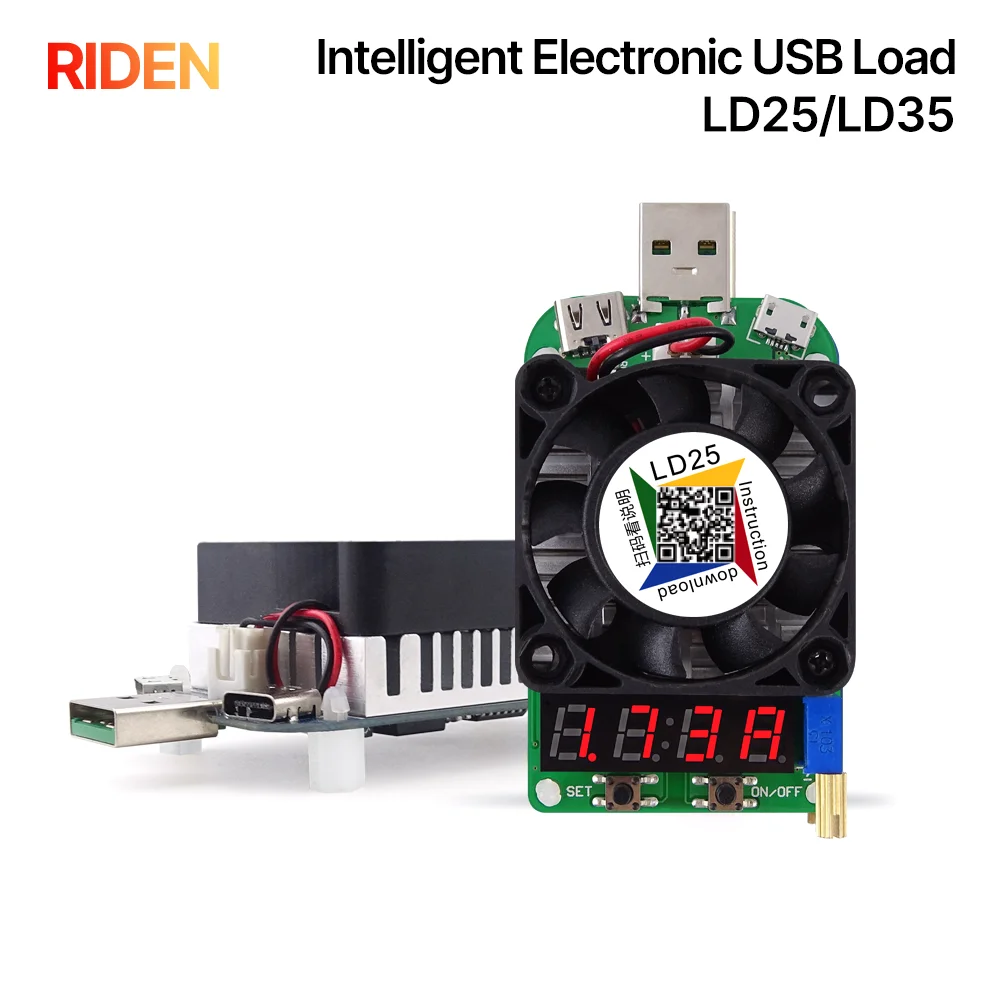 

Электронный нагрузочный резистор RIDEN LD25 LD35 с USB-интерфейсом, испытательный аккумулятор разряда, вентилятор светодиодный ным дисплеем, регулируемое напряжение тока