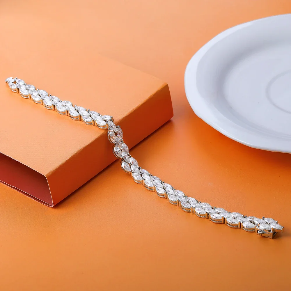 Теннисный браслет из муассанита огранки маркизы 3*6 мм для женщин оригинальные