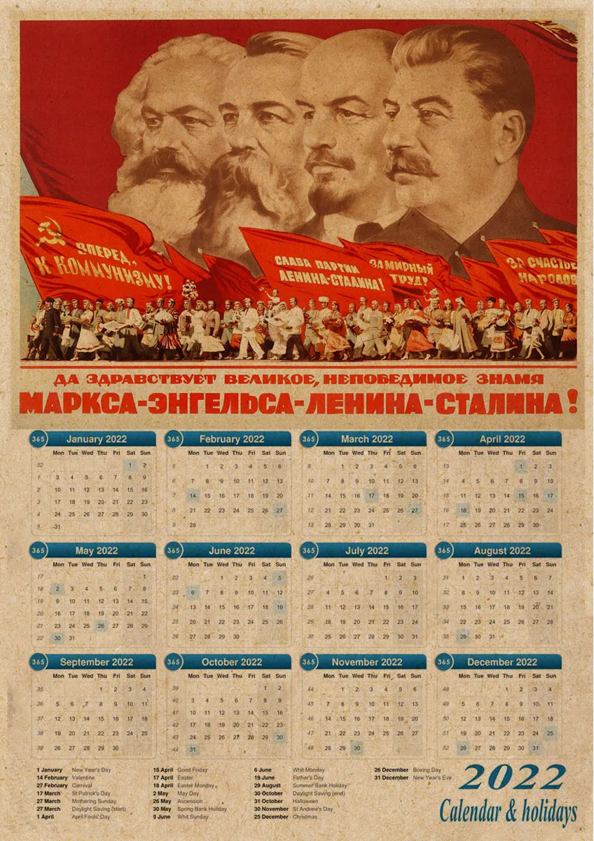 

Ленин Сталин Советский Союз 2023 календарь плакаты Декорации картина бар настенное Искусство ретро крафт-бумага купить 3 получить 4 Плаката