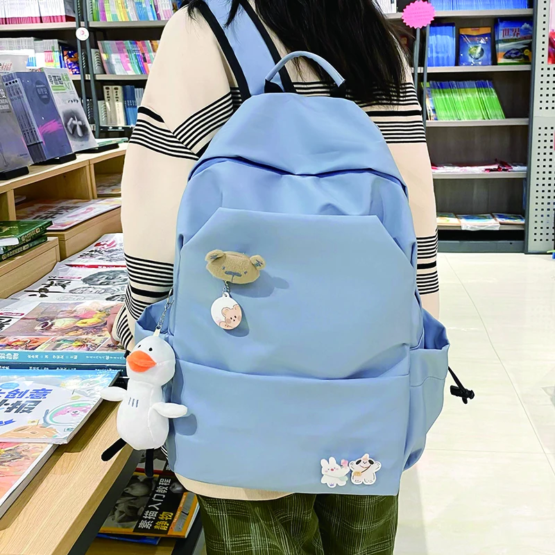 

Вместительные нейлоновые рюкзаки для студентов, высококачественный дорожный рюкзак, простой женский холщовый рюкзак для книг, Женский однотонный рюкзак