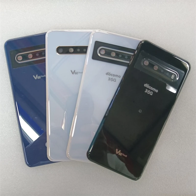 Фото Стеклянная задняя крышка для LG V60 ThinQ 5G LM-V600, задняя панель корпуса с объективом камеры + наклейка №1