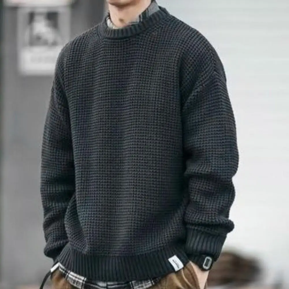 

Classic Male Knitwear Breathable Pullover Sweater O-Neck Autumn Winter Solid Color Loose Sweater Jumper Coldproof