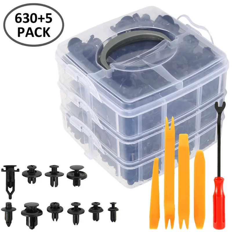 

630pcs Car Fastener Clips Mixed Car Body Push Retainer Pin Rivet Bumper Door Trim Panel Retainer Fastener Kit for Car Universal