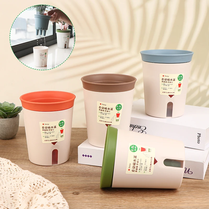 

1Pc Self Watering Resin Planter Water-Absorbing Basin For All House Plants Garden Home Decoration Light And Sturdy Flowerpot