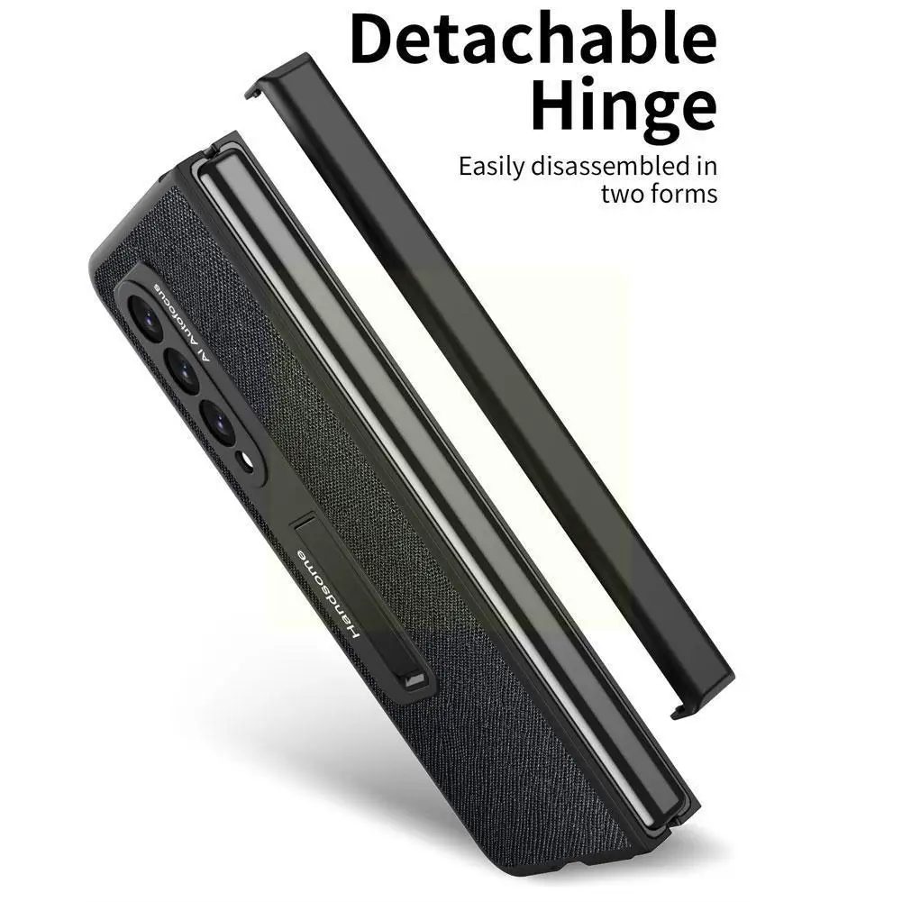 

All-inclusive Protective Case PU Leather Phone Cover With Holder For Samsung Galaxy Z Fold 3 W8T7