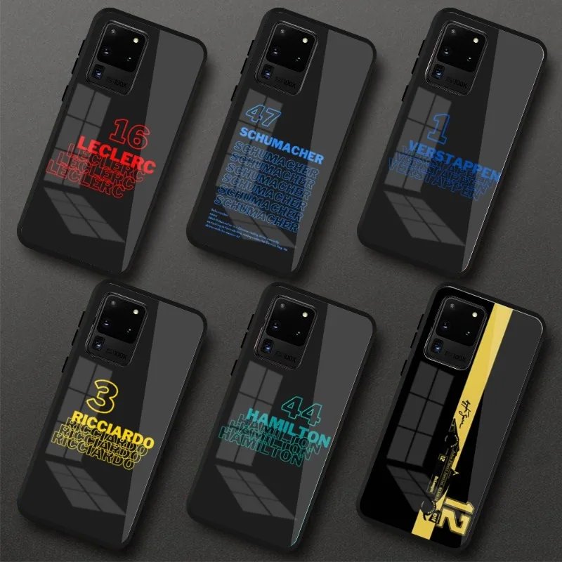 

F1 Formula 1 Number Phone Case for Samung S23 S22 S21 Pro Ultra A13 A33 A53 NOTE 20 PC Glass Cover Funda Shell