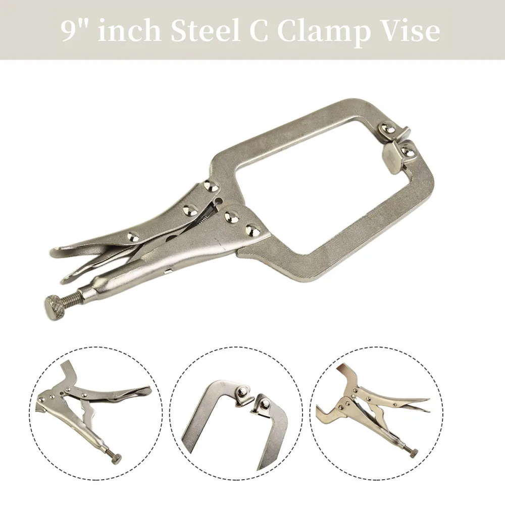 

Locking Clamp 9\" Inch Steel C Clamp Vise Grip Locking Welding Pliers Wood Tenon Locator Tool Woodworking Pliers Hand Tools