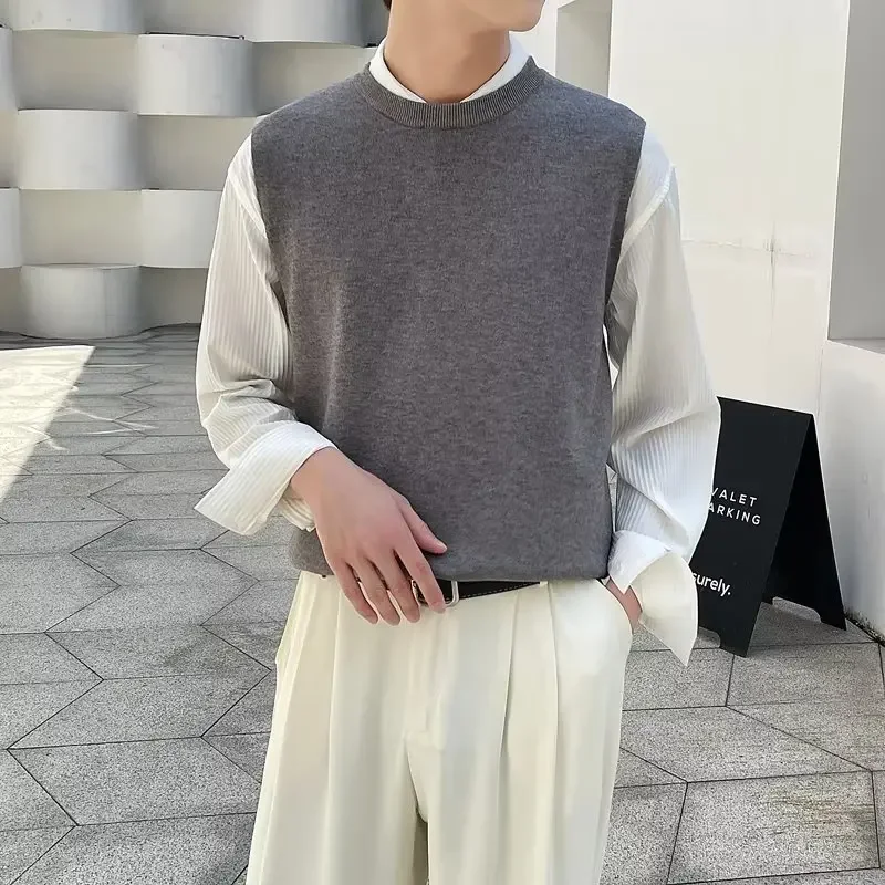 Повседневный свитер с круглым вырезом жилет куртка для мужчин легкий вязаный топ