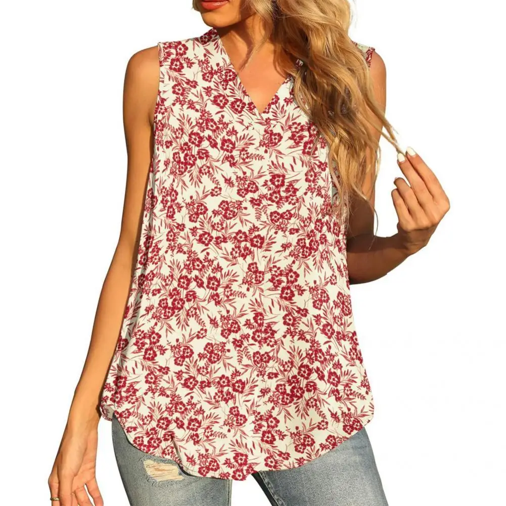 

Stylish Vest Shirt Anti-pilling Breathable Summer Blouse Casual Pure Color Tee Top
