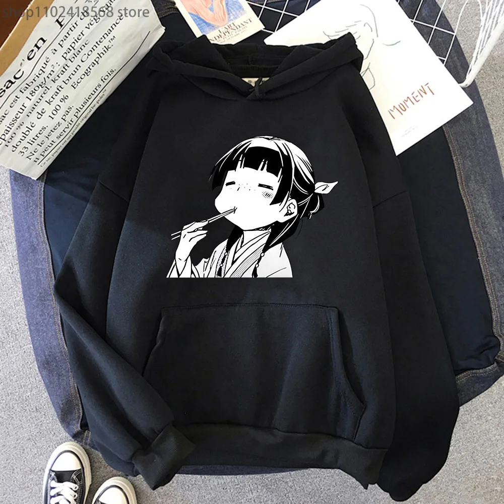 

Anime The Apothecary Diaries Hoodie Maomao Eating Sweatshirt Cartoon graphic pullover Autumn Winter Spring clothes Women/Men top