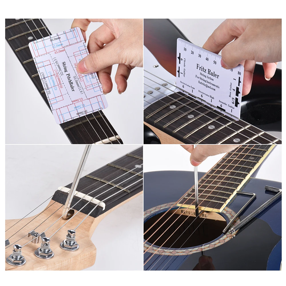 

15 PCS Guitar Maintenance Tool Kit with Cleaning Brush Repairing Fret Polished Tool Kit for Acoustic Electric Guitar Ukulele