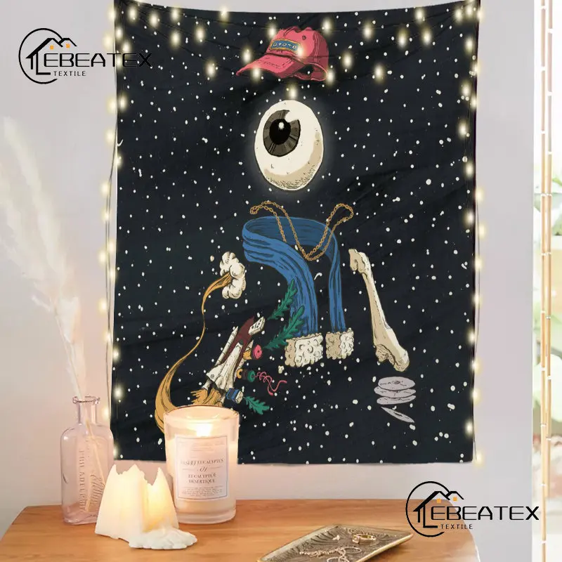 

Space Star and Moon Astronaut Tapestry Mandala Tapestries Wall Decor Aesthetics for Living Room Tarot Decoration Trippy Bedroom