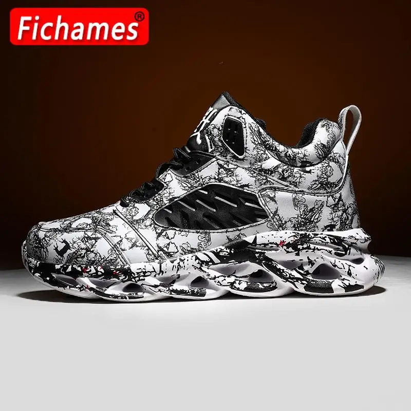 

Casual Thick Bottom Graffiti Men's Sports Shoes Anti-Slippery Waterproof Male Sneakers Outdoor Walking Jogging Athletic Shoes