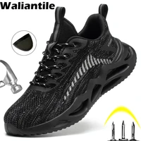 waliantile lightweight steel toe boots men safety shoes anti smashing non slip construction footwear male indestructible sneaker