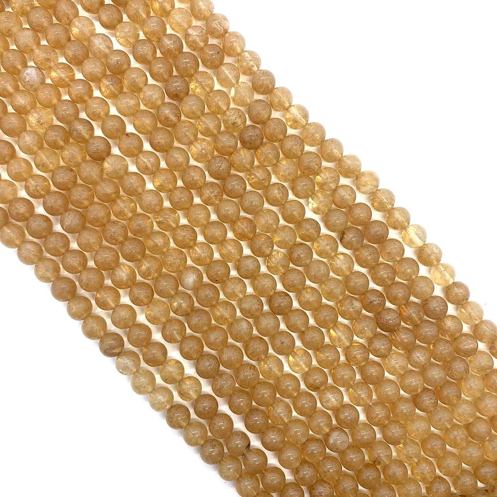 

1 Strand Watermelon Yellow Loose Beads Strand Natural Semi-precious Stone Round Shaped 6-10mm Sizes DIY Making Necklace Bracelet