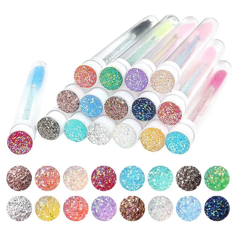 50pcs Reusable Eyelash Brush Tube Eye Lash Brush Eyebrow Brush Resin Drill Replaceable Mascara Wand Brushes Dust-proof Drop Ship