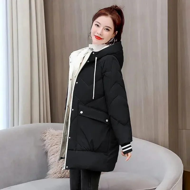 New Women's Winter Jacket Parkas Hooded Fashion Casual Parka Warm Coat Female Snow Wear Cotton Padded Puffer Jacket Outwear