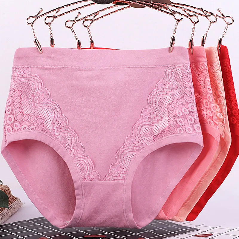 

Women High Waist Briefs Cotton Lace Panties Underwear Middle-aged Women Underpants Female Intimates Lace Lingerie