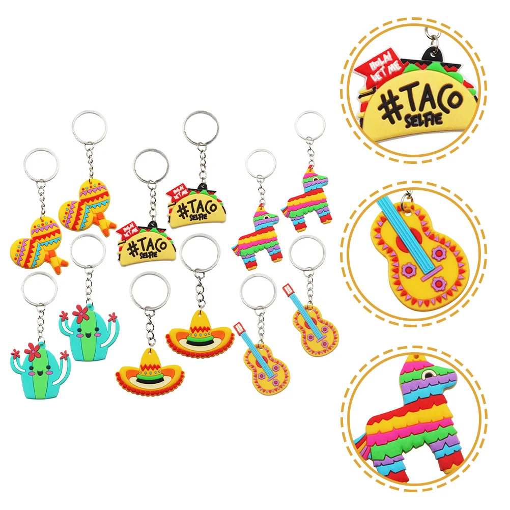 

24 Pcs Kids Key Chains Bag Keychain Mexican Party Favors Mexican Toys Taco Theme Party Decor